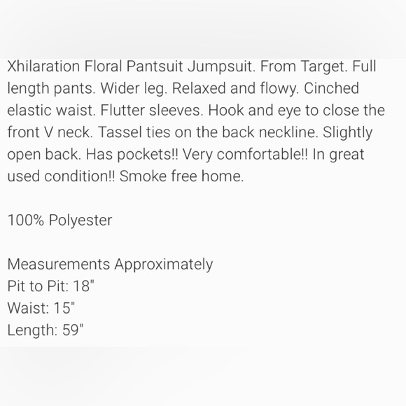 Exhilaration floral print jumpsuit, Sz medium, side, pockets, cinched wa… - Picture 8 of 9